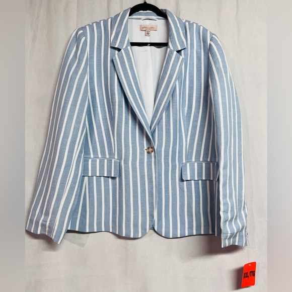 Philosophy Women's Striped Linen Blazer Jacket Size XXL NWT - Picture 5 of 7